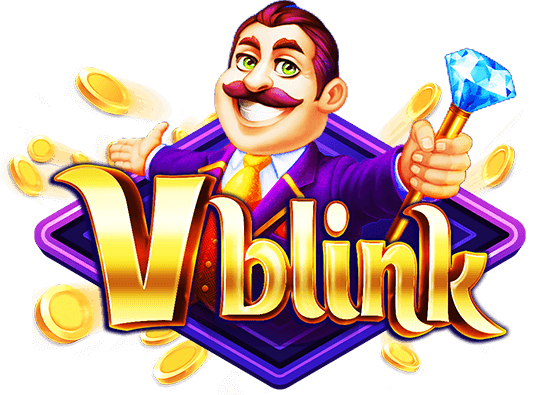 VBlink logo with a gold wordmark and illustrated host